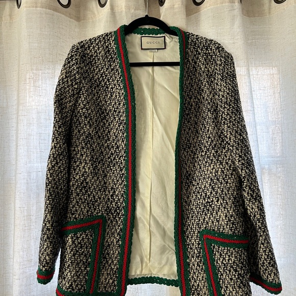 Gucci White Jacket with Green Trim - Picture 2 of 4